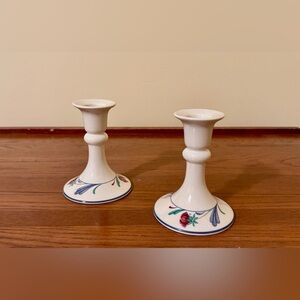 Lenox Poppies on Blue Candlestick Holders